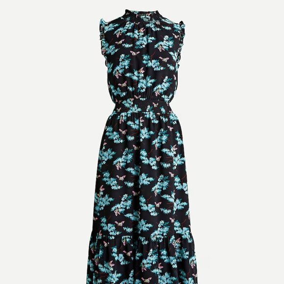 J.Crew Smocked-waist midi dress in botanical bees print - Picture 1 of 1